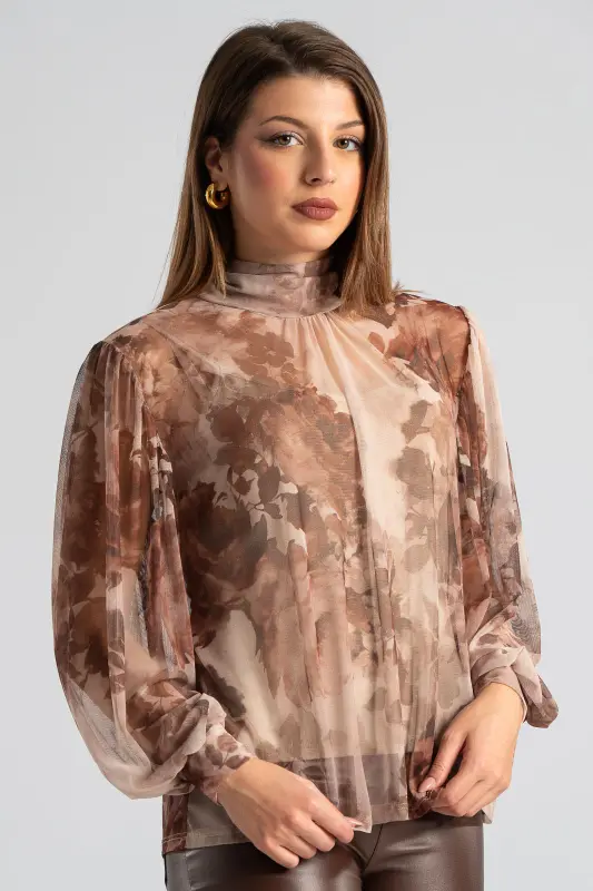 Blouse Tulle Transparency Floral