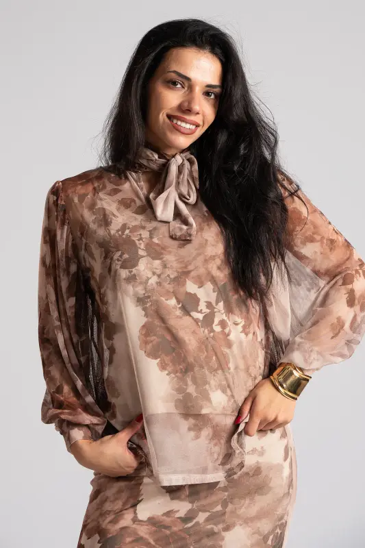 Blouse Tulle Transparency Floral