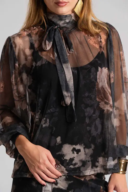 Blouse Tulle Transparency Floral
