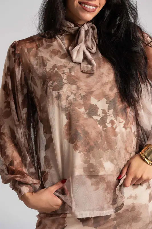 Blouse Tulle Transparency Floral