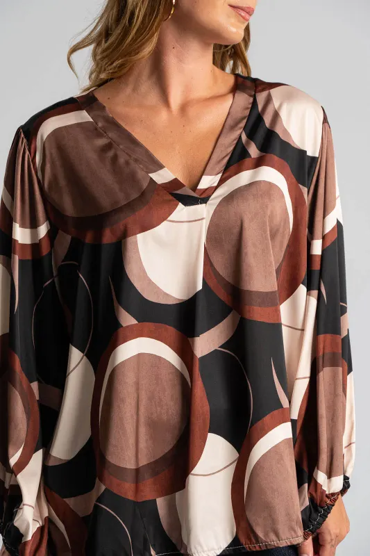 Blouse V-neck Opening Circle 