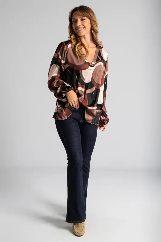 Blouse V-neck Opening Circle 