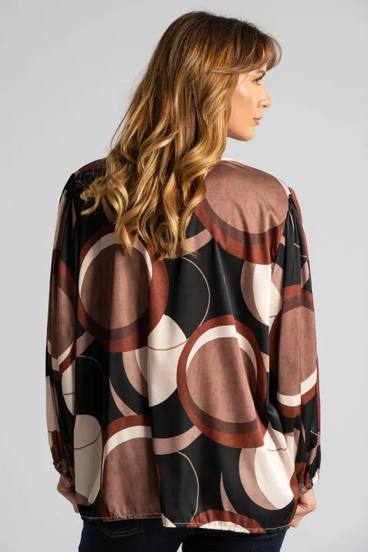 Blouse V-neck Opening Circle 