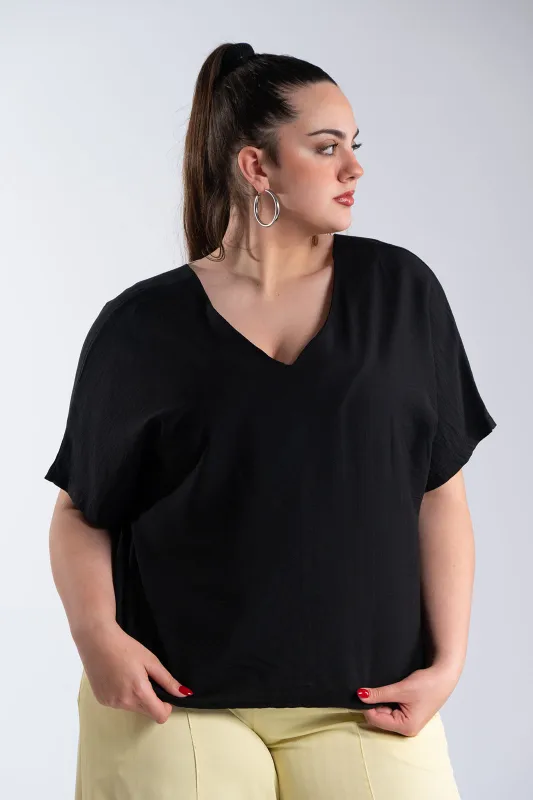 Μπλούζα V Λαιμόκοψη Φιόγκος Πουά