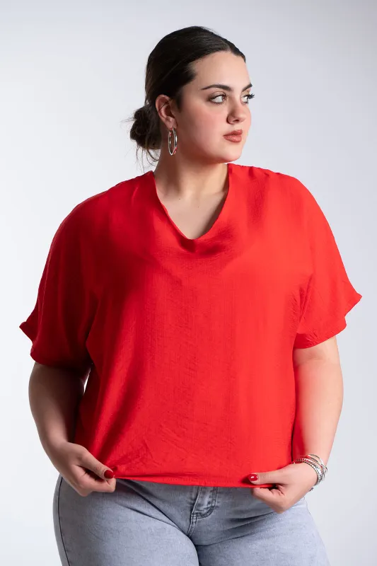 Μπλούζα V Λαιμόκοψη Φιόγκος Πουά