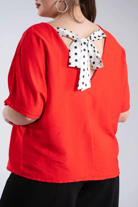 Μπλούζα V Λαιμόκοψη Φιόγκος Πουά