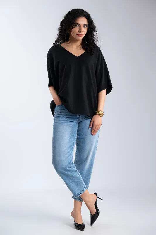 Μπλούζα V Λαιμόκοψη Φιόγκος Πουά