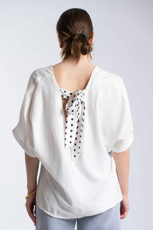 Μπλούζα V Λαιμόκοψη Φιόγκος Πουά