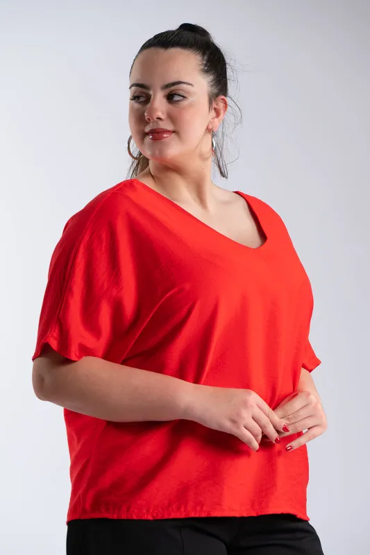 Μπλούζα V Λαιμόκοψη Φιόγκος Πουά