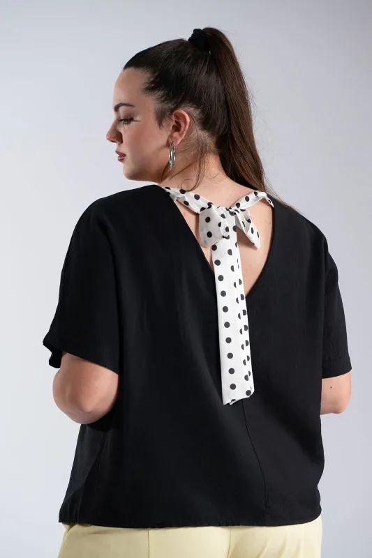 Μπλούζα V Λαιμόκοψη Φιόγκος Πουά