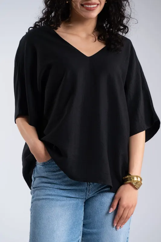 Μπλούζα V Λαιμόκοψη Φιόγκος Πουά