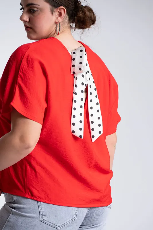 Μπλούζα V Λαιμόκοψη Φιόγκος Πουά