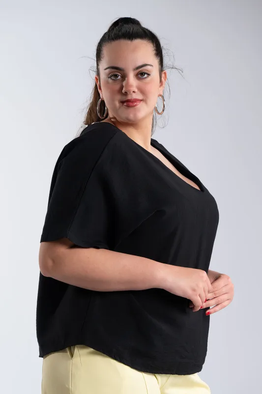 Μπλούζα V Λαιμόκοψη Φιόγκος Πουά