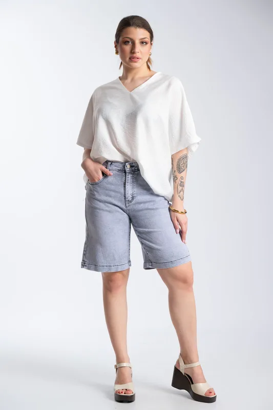 Μπλούζα V Λαιμόκοψη Φιόγκος Πουά