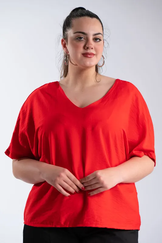 Μπλούζα V Λαιμόκοψη Φιόγκος Πουά