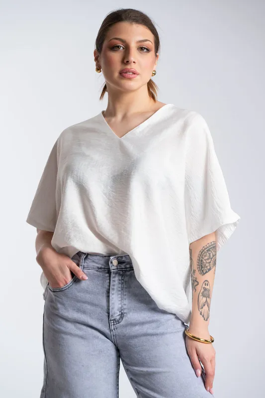 Μπλούζα V Λαιμόκοψη Φιόγκος Πουά