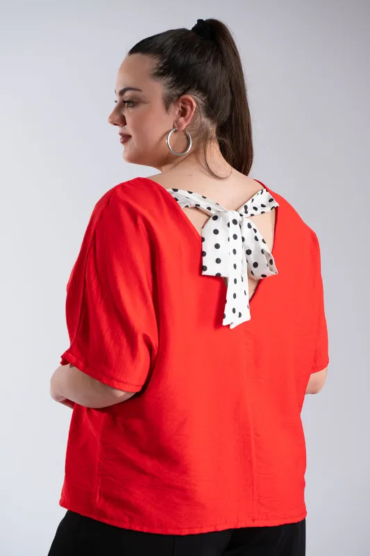 Μπλούζα V Λαιμόκοψη Φιόγκος Πουά