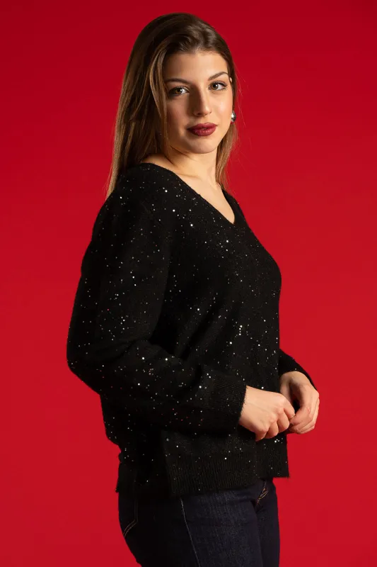 Blouse V-neck Small Sequins