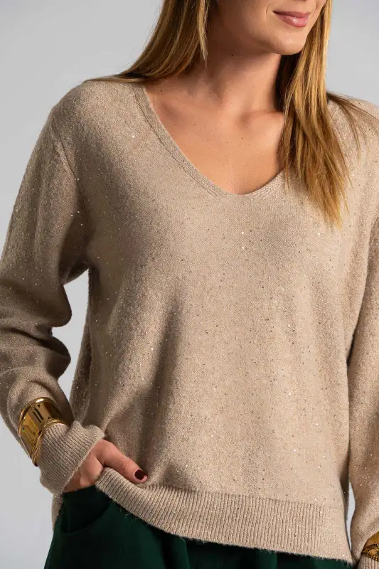 Blouse V-neck Small Sequins