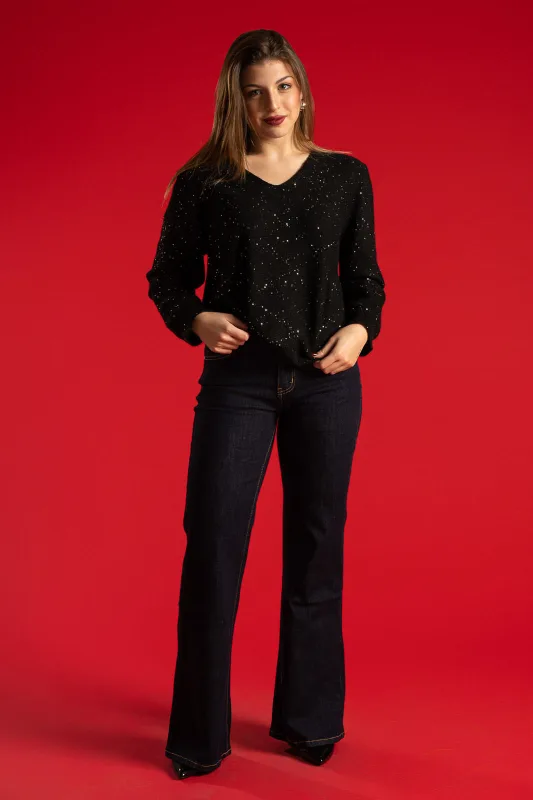 Blouse V-neck Small Sequins