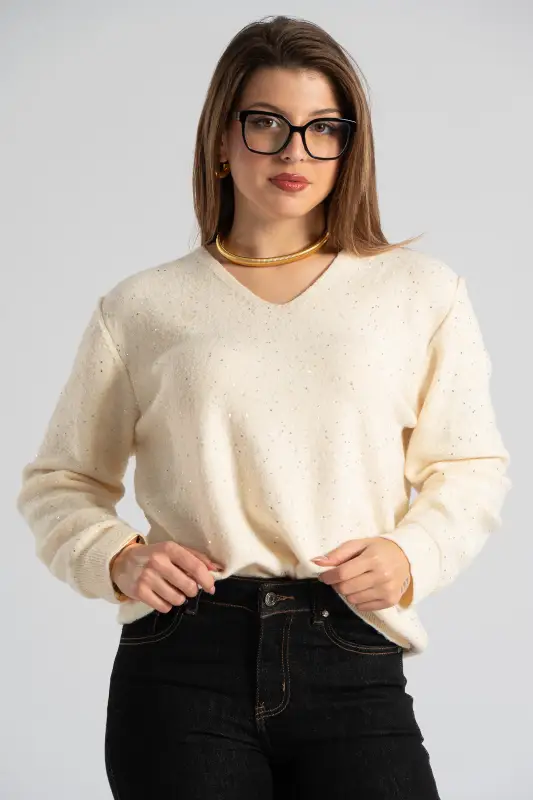 Blouse V-neck Small Sequins