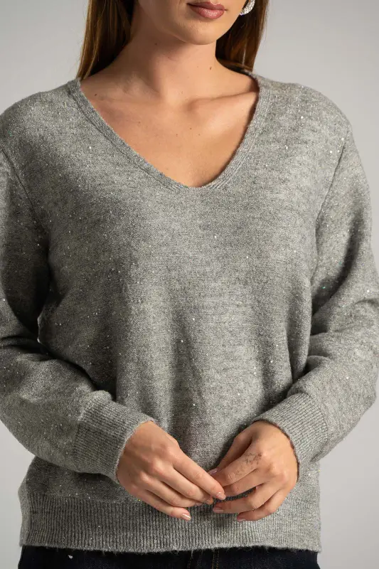 Blouse V-neck Small Sequins