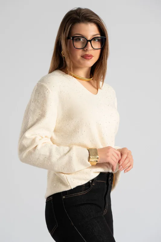 Blouse V-neck Small Sequins