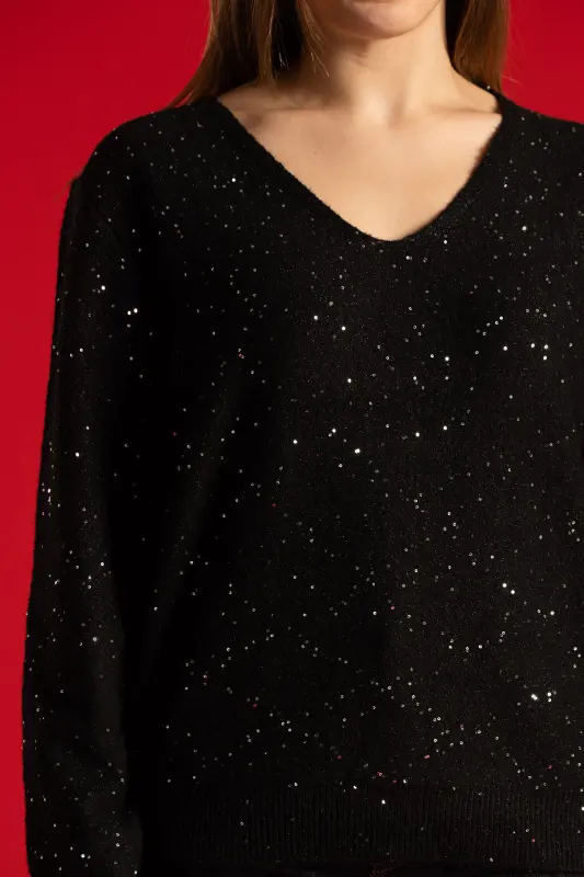 Blouse V-neck Small Sequins