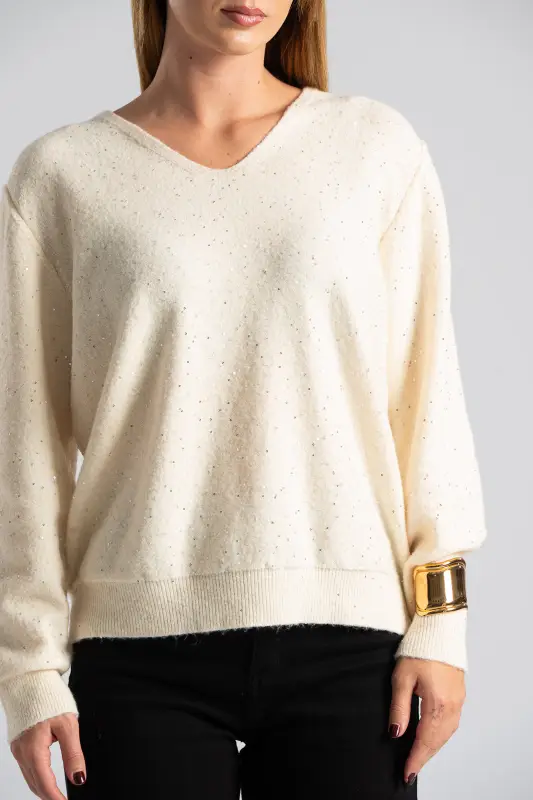 Μπλούζα V Λαιμόκοψη Μικρές Παγιέτες