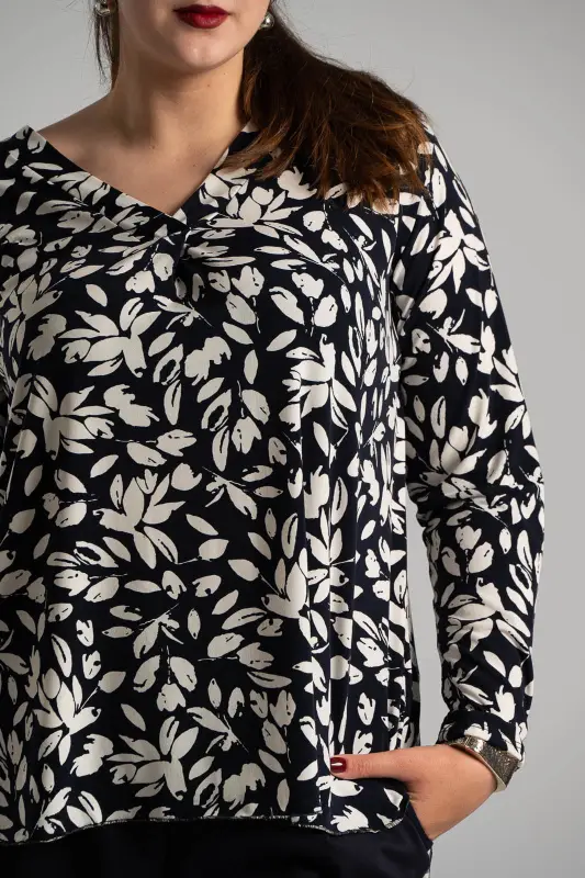 Μπλούζα V Λαιμόκοψη Πιέτα Leaves