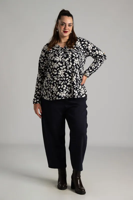 Μπλούζα V Λαιμόκοψη Πιέτα Leaves