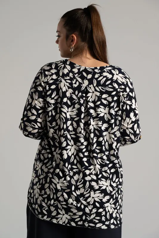 Μπλούζα V Λαιμόκοψη Πιέτα Leaves