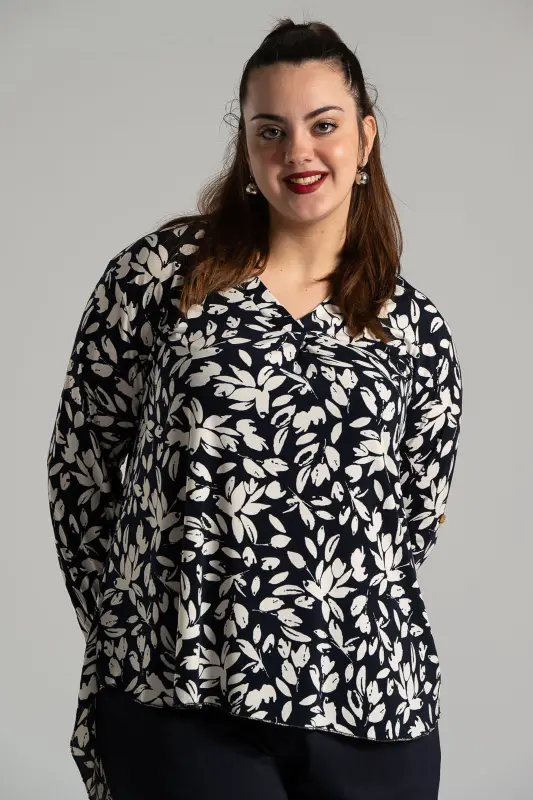 Μπλούζα V Λαιμόκοψη Πιέτα Leaves