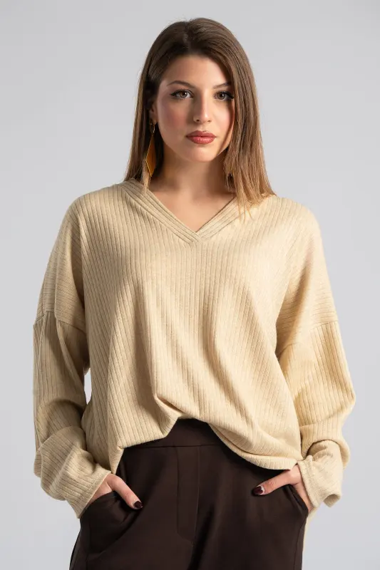 Μπλούζα V Λαιμόκοψη Rib