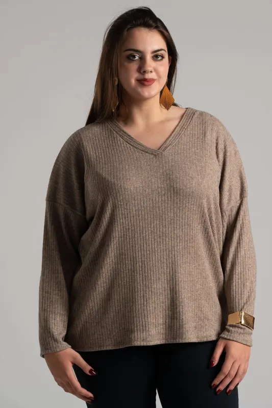 Μπλούζα V Λαιμόκοψη Rib