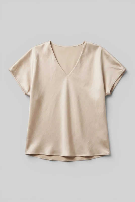 Blouse V-Neck Satin 