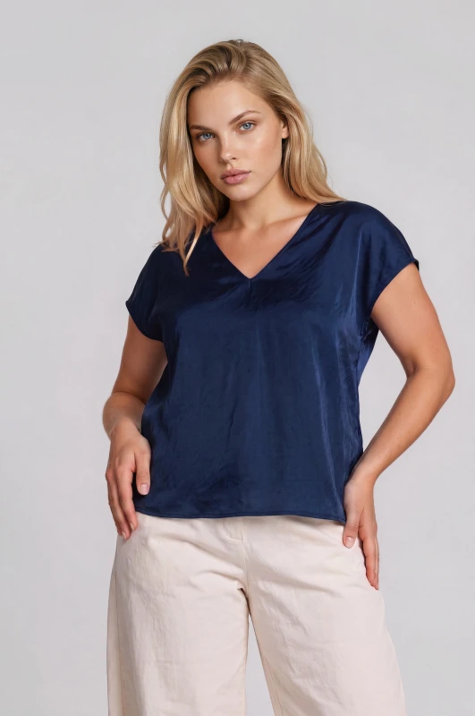 Blouse V-Neck Satin 