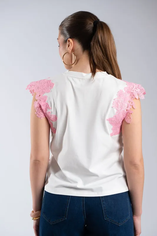 Cotton Sleeveless Blouse Lace Details 