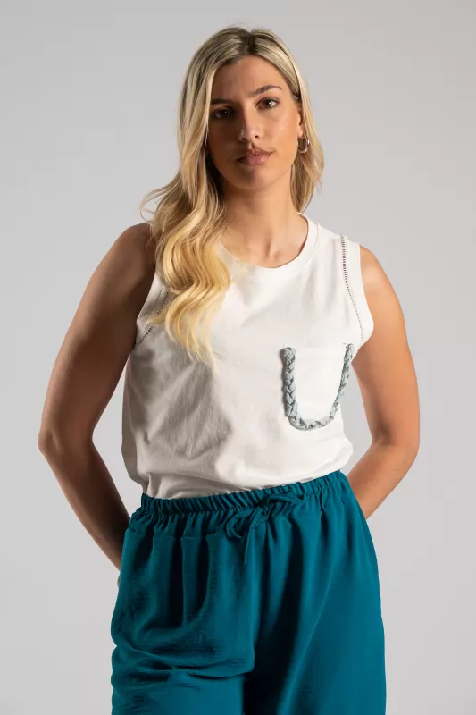 Blouse Cotton Sleeveless Pocket