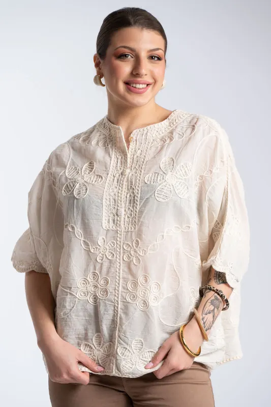 Μπλούζα Βαμβακερή Ανάγλυφα Floral