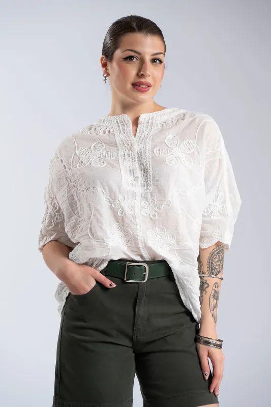 Μπλούζα Βαμβακερή Ανάγλυφα Floral