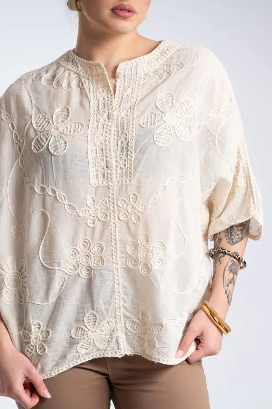 Μπλούζα Βαμβακερή Ανάγλυφα Floral