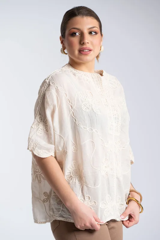 Μπλούζα Βαμβακερή Ανάγλυφα Floral