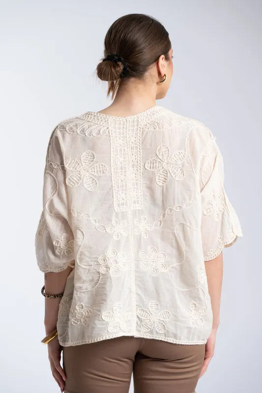 Μπλούζα Βαμβακερή Ανάγλυφα Floral