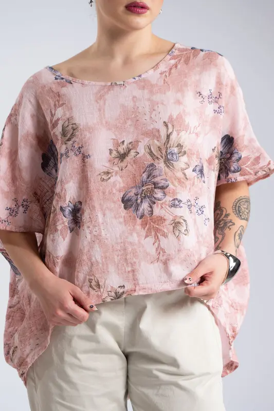 Blouse Oversized Floral Cotton 