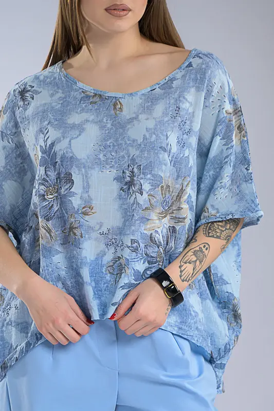 Blouse Oversized Floral Cotton 