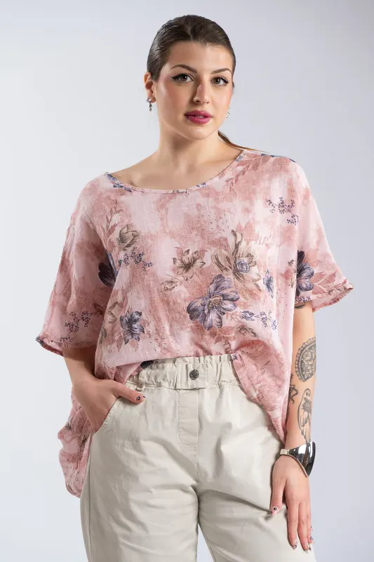 Blouse Oversized Floral Cotton 