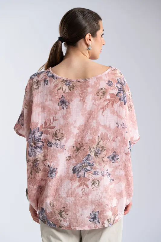 Blouse Oversized Floral Cotton 