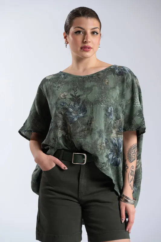 Μπλούζα Βαμβακερή Floral Oversized