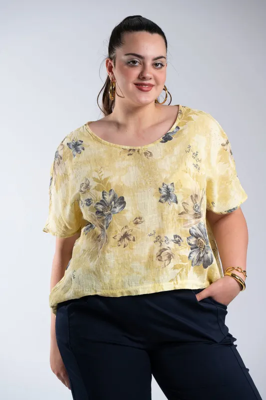 Blouse Oversized Floral Cotton 